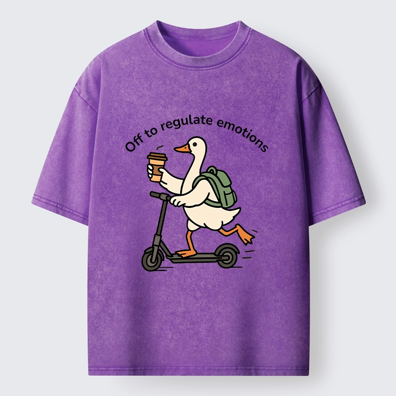 Tokyo-Tiger Scooter-Riding Duck’s Self-Care Washed T-Shirt