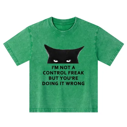 Tokyo-Tiger Control Freak Funny Kids Washed T-Shirt