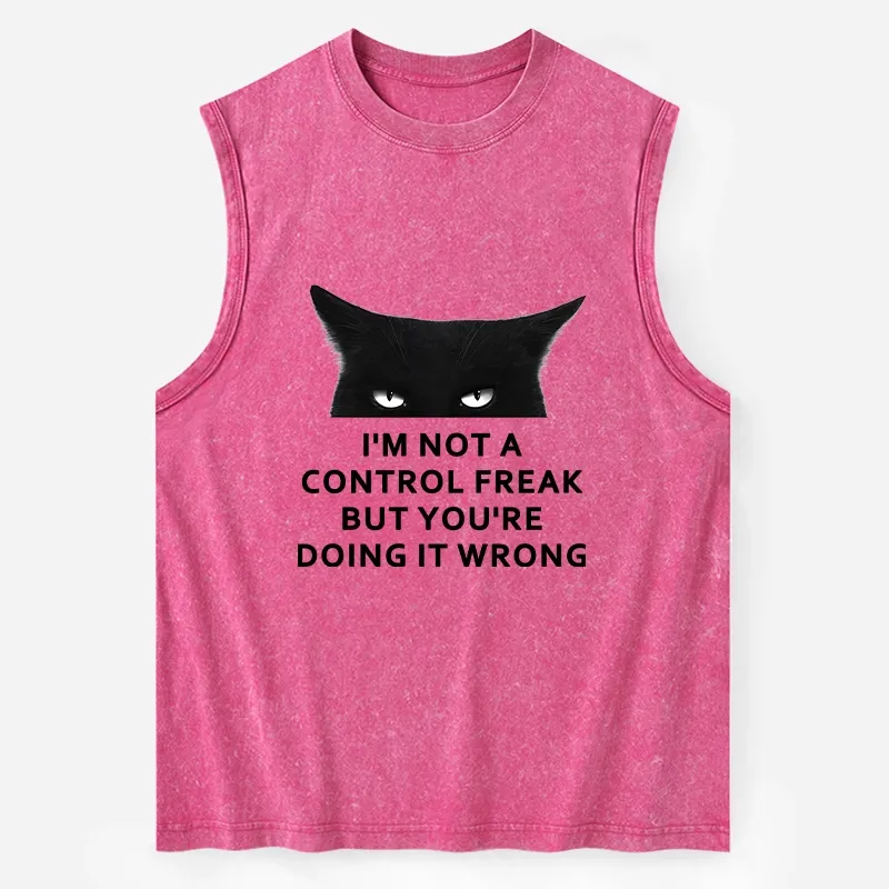 Tokyo-Tiger Control Freak Funny Washed Tank Sale