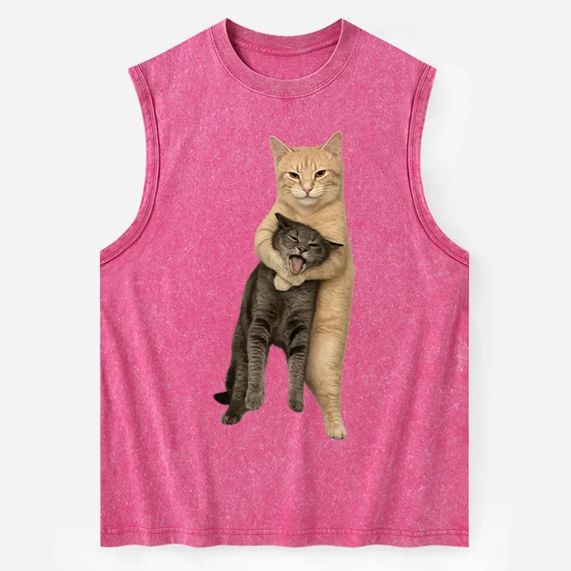 Tokyo-Tiger Orange Cat’s Tight Embrace Washed Tank