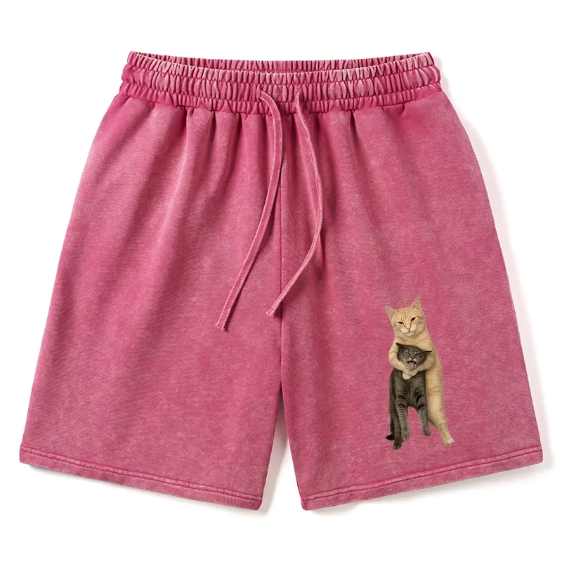 Tokyo-Tiger Orange Cat’s Tight Embrace Washed Shorts