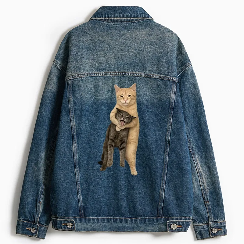 Tokyo-Tiger Orange Cat’s Tight Embrace Jean Jacket