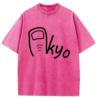 Tokyo-Tiger Tokyo Creative Text Washed T-Shirt