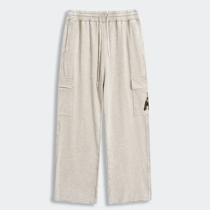 Tokyo-Tiger Orange Cat’s Tight Embrace Washed Utility Sweatpants