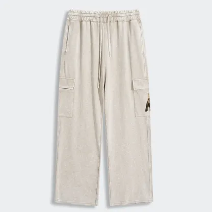 Tokyo-Tiger Orange Cat’s Tight Embrace Washed Utility Sweatpants