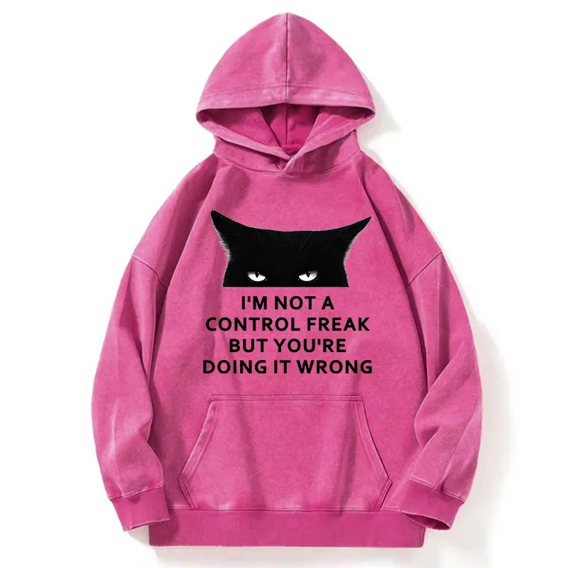 Tokyo-Tiger Control Freak Funny Washed Hoodie