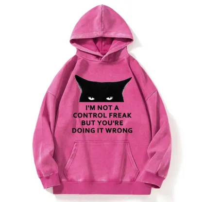 Tokyo-Tiger Control Freak Funny Washed Hoodie