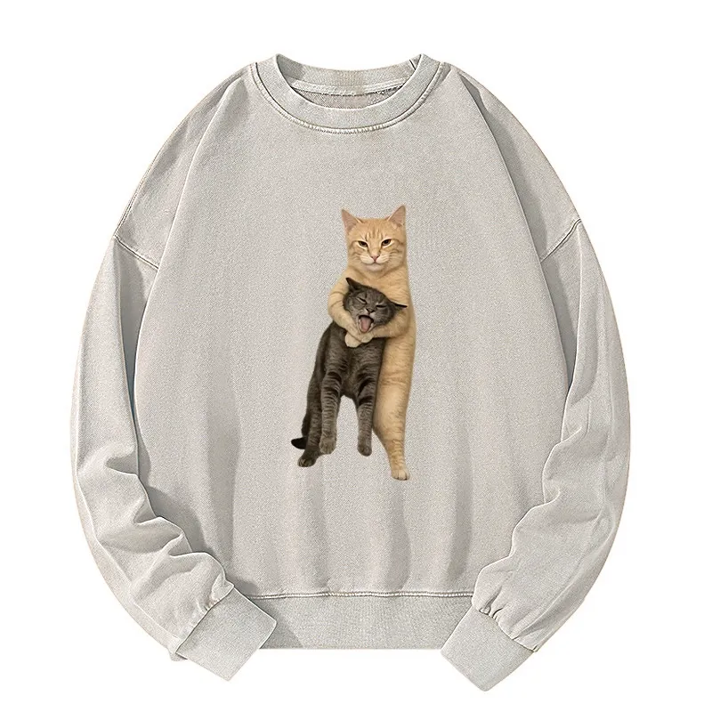 Tokyo-Tiger Orange Cat’s Tight Embrace Washed Sweatshirt