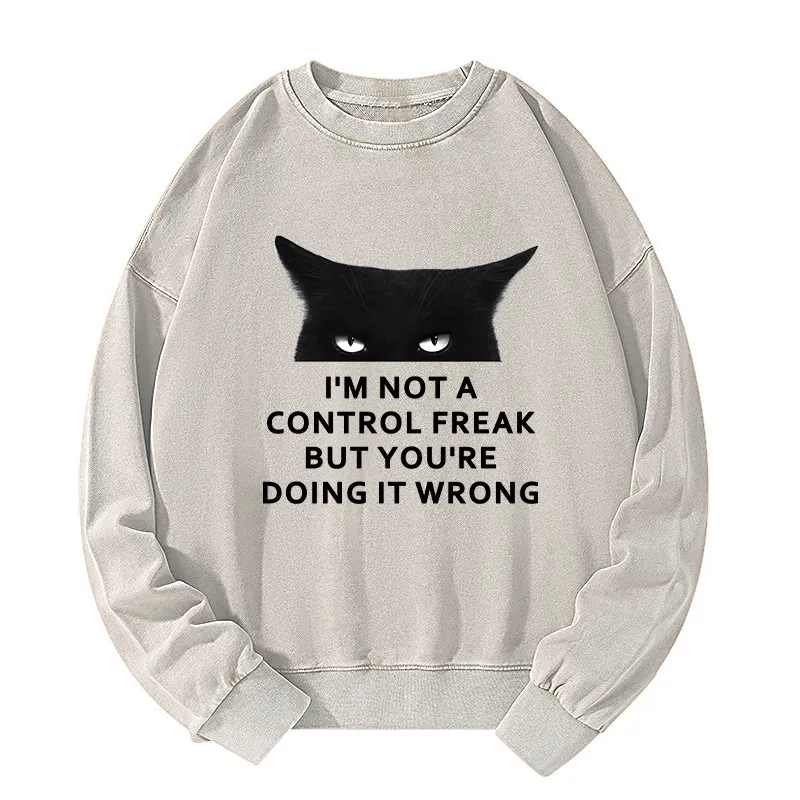 Tokyo-Tiger Control Freak Funny Washed Sweatshirt Sale