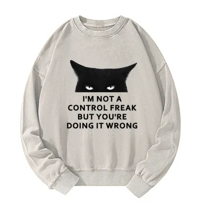 Tokyo-Tiger Control Freak Funny Washed Sweatshirt