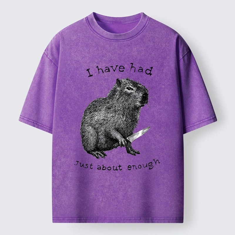 Tokyo-Tiger Capybara With A Knife Washed T-Shirt