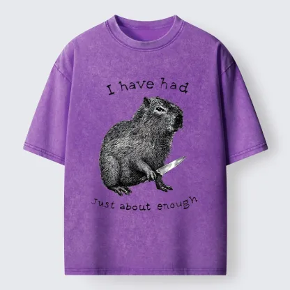 Tokyo-Tiger Capybara With A Knife Washed T-Shirt
