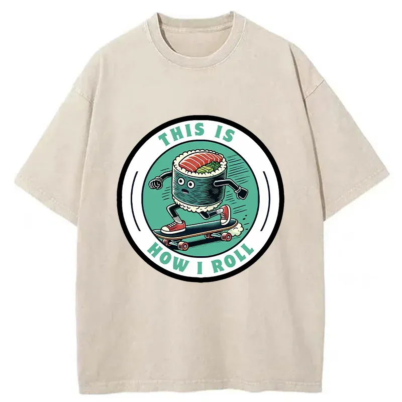 Tokyo-Tiger Sushi Skateboard Washed T-Shirt