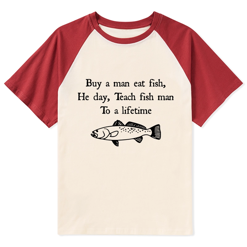 Tokyo-Tiger Man Eat Fish Meme Raglan T-shirt