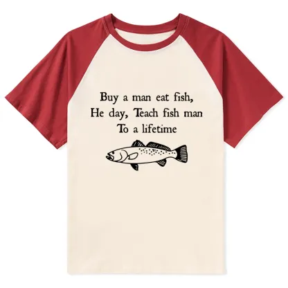 Tokyo-Tiger Man Eat Fish Meme Raglan T-shirt