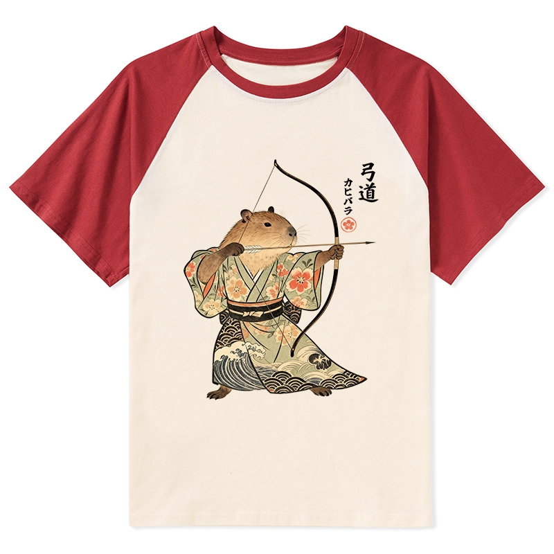 Tokyo-Tiger Capybara Archery Raglan T-shirt