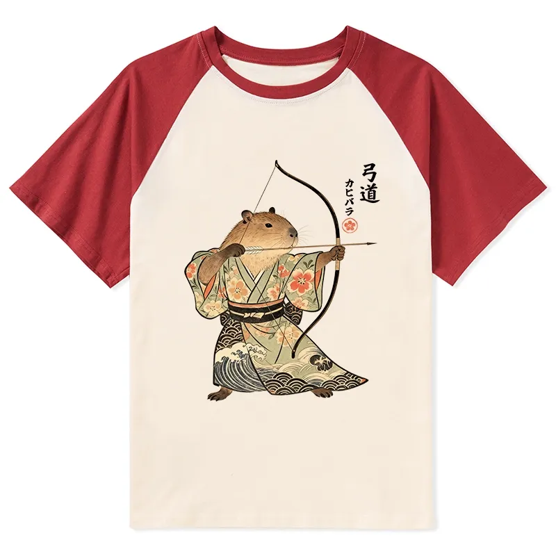 Tokyo-Tiger Capybara Archery Raglan T-shirt Sale