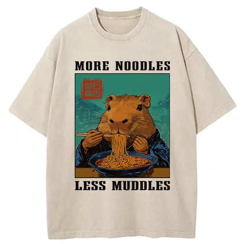 Tokyo-Tiger More Noodles Less Muddles Washed T-Shirt