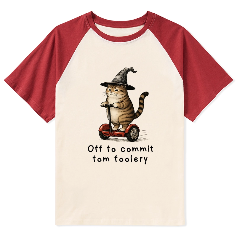 Tokyo-Tiger Orange Cat Riding Segway-style Raglan T-shirt