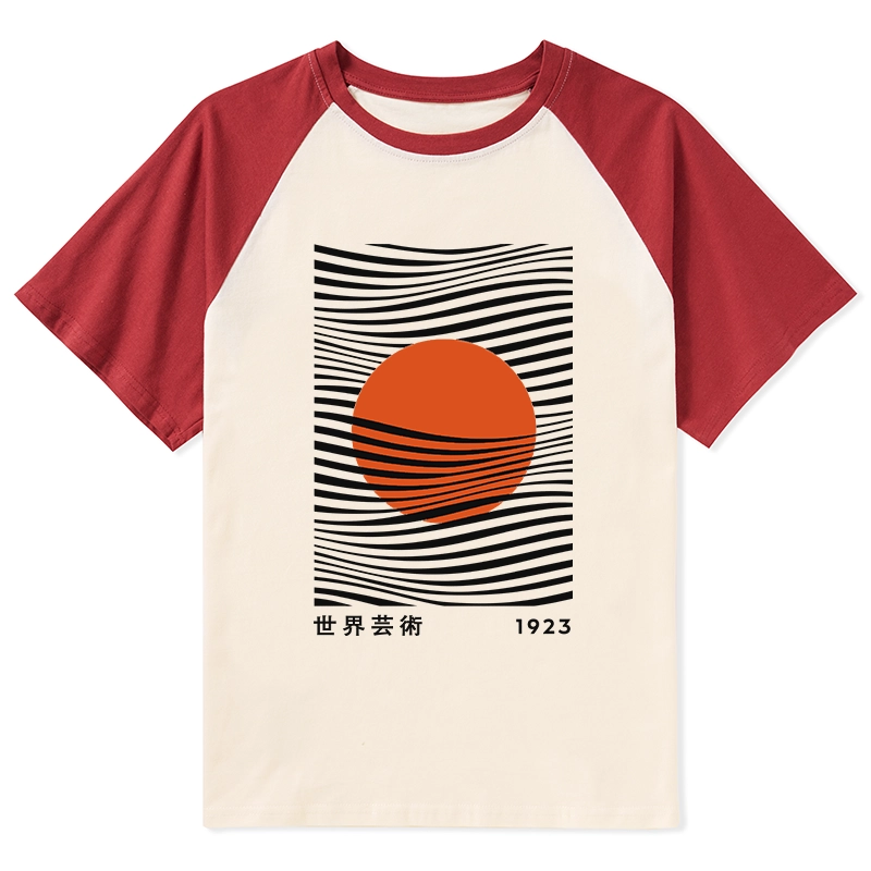 Tokyo-Tiger Minimalist Art Sun Raglan T-shirt