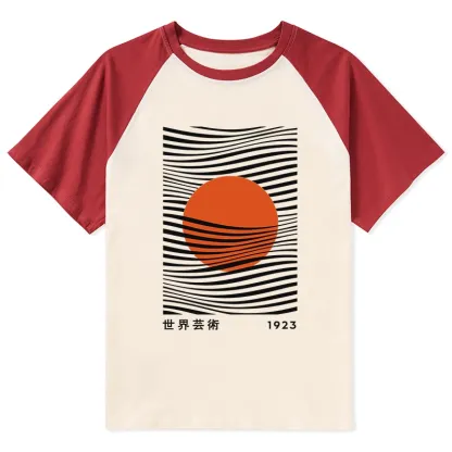 Tokyo-Tiger Minimalist Art Sun Raglan T-shirt
