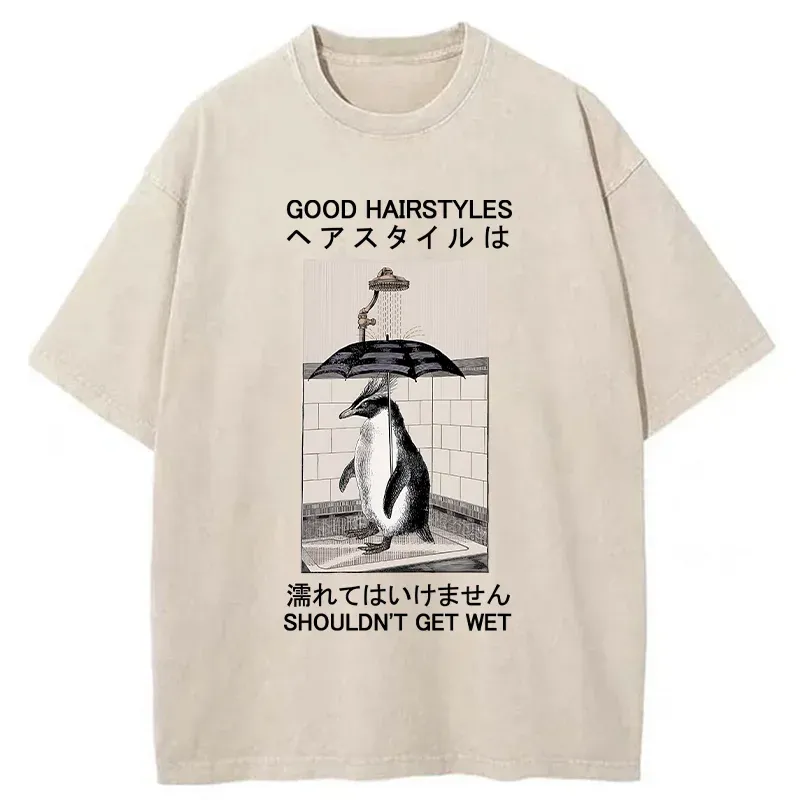 Tokyo-Tiger Keep It Stylish Penguin Washed T-Shirt