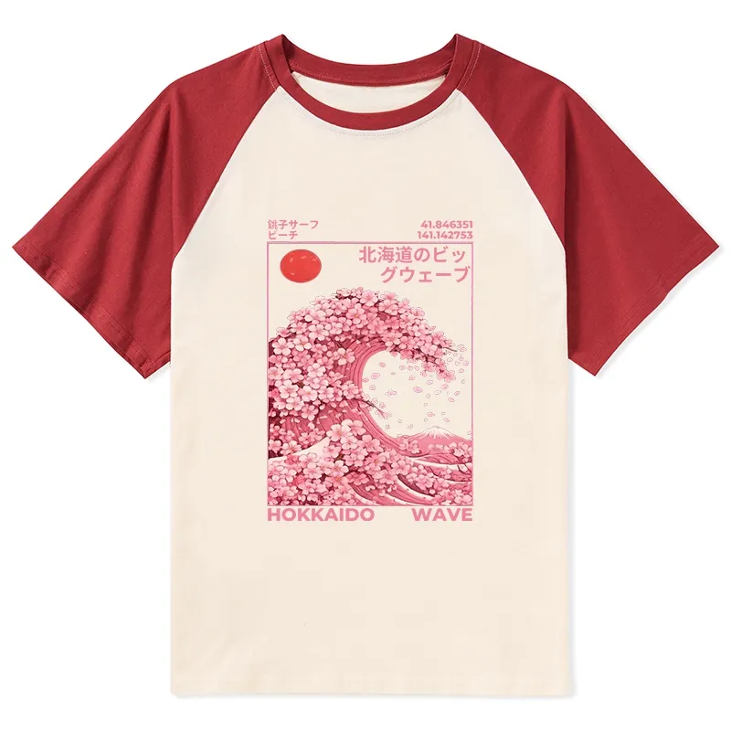 Tokyo-Tiger Sakura Wave Raglan T-shirt