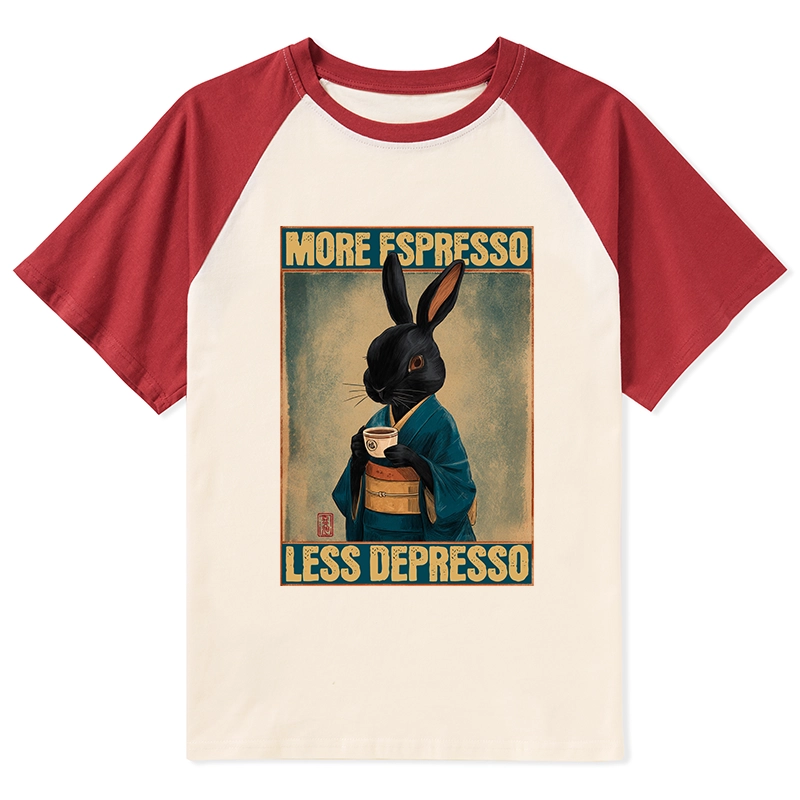 Tokyo-Tiger More Espresso Less Depresso Raglan T-shirt