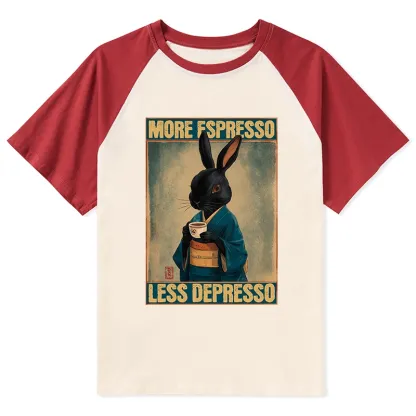Tokyo-Tiger More Espresso Less Depresso Raglan T-shirt