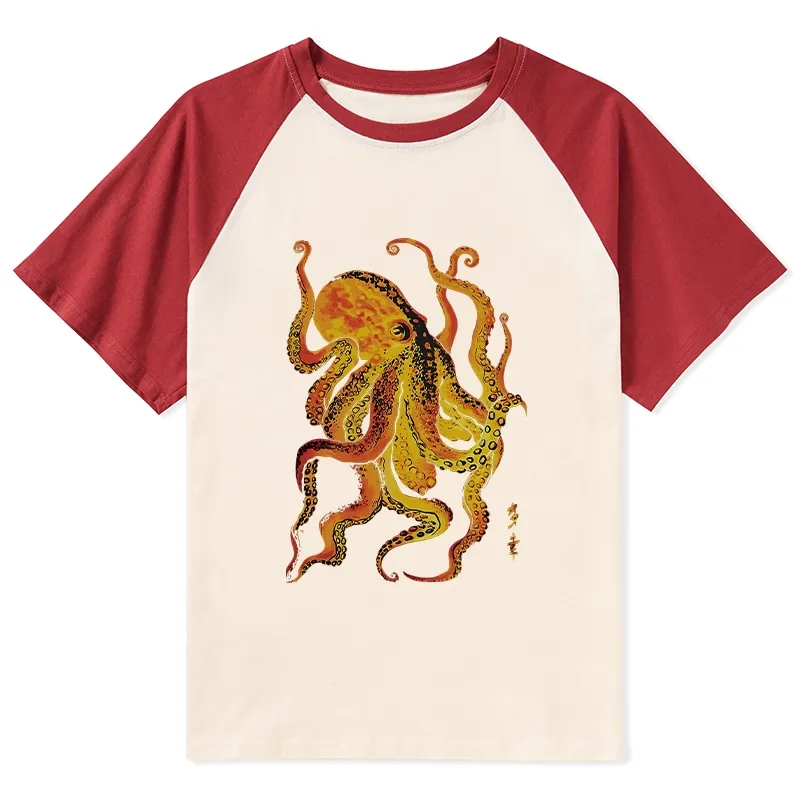 Tokyo-Tiger Deep Sea Gorgeous Octopus Raglan T-shirt