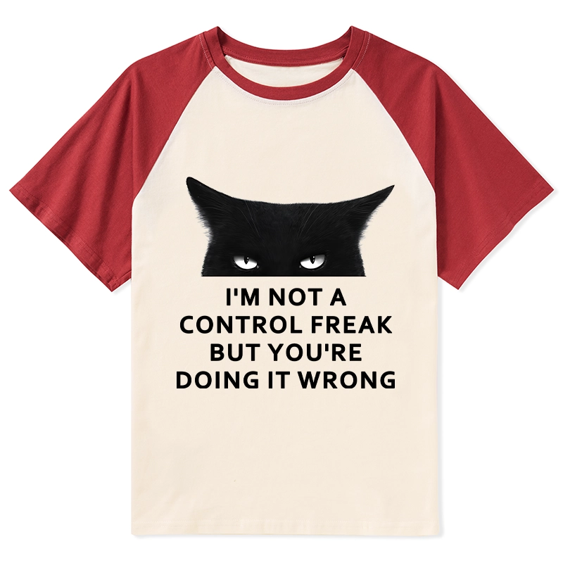 Tokyo-Tiger Control Freak Funny Raglan T-shirt