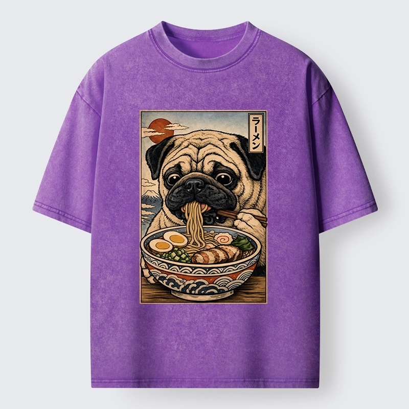 Tokyo-Tiger Ramen Time For The Pug Washed T-Shirt