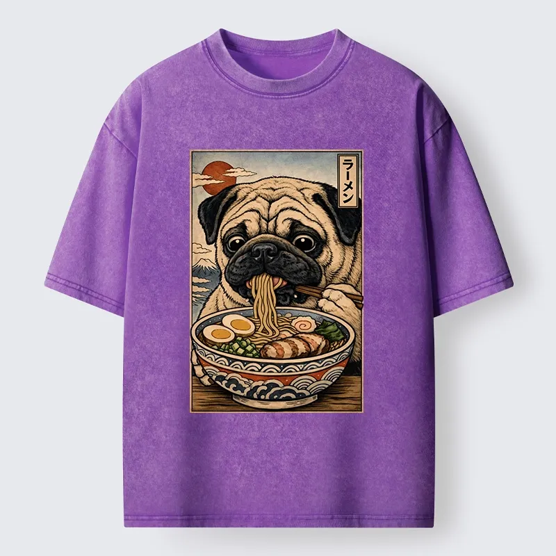 Tokyo-Tiger Ramen Time For The Pug Washed T-Shirt