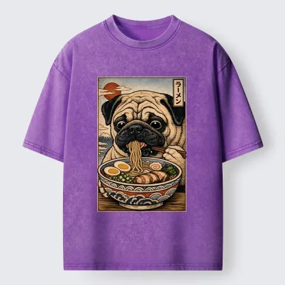 Tokyo-Tiger Ramen Time For The Pug Washed T-Shirt