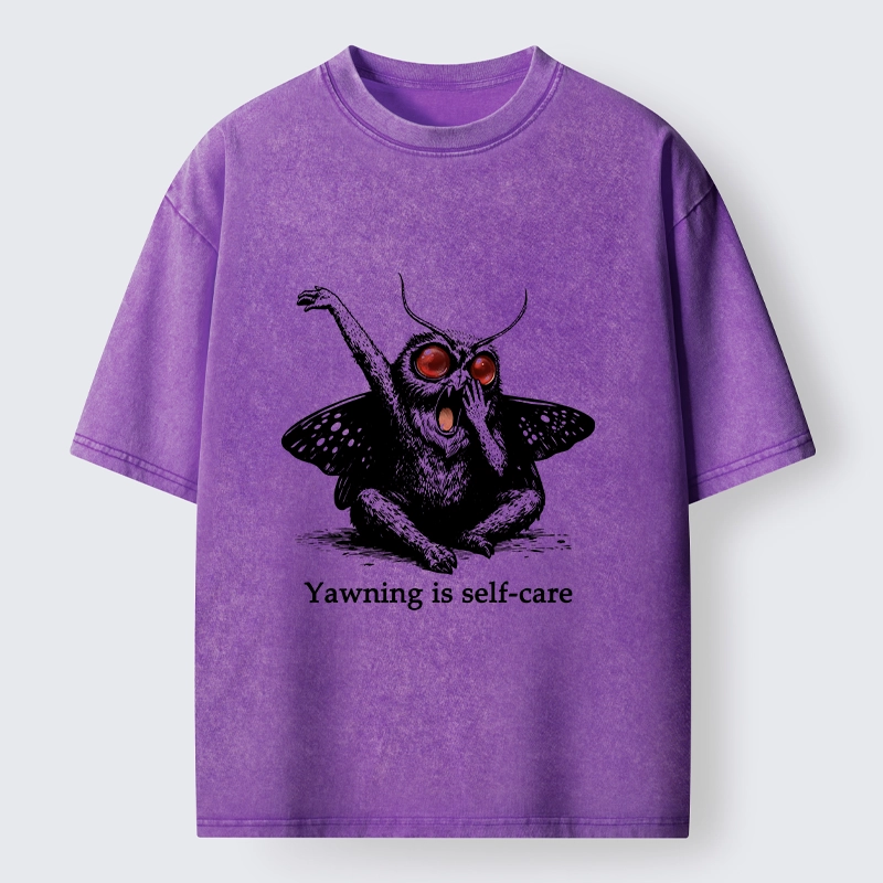 Tokyo-Tiger Yawning Is The Best Self Care Washed T-Shirt