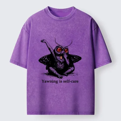 Tokyo-Tiger Yawning Is The Best Self Care Washed T-Shirt