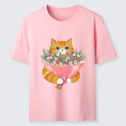 Tokyo-Tiger Cozy Cat Offering A Bouquet Classic T-Shirt