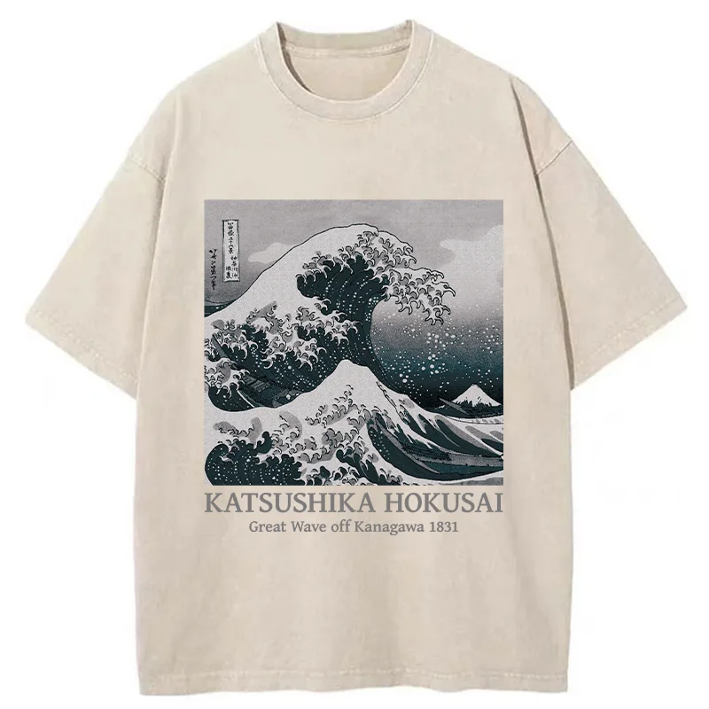Tokyo-Tiger Ukiyoe Classic Waves Washed T-Shirt