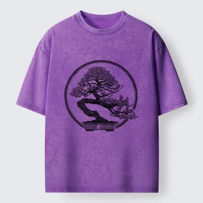Tokyo-Tiger Bonsai Pine Tree Art Washed T-Shirt
