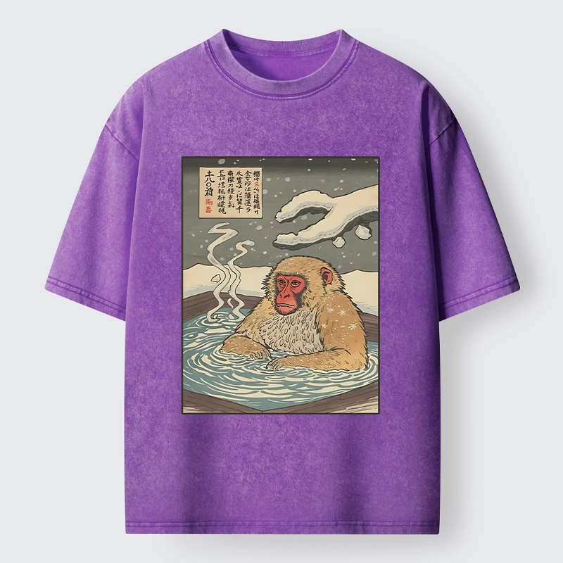Tokyo-Tiger Japanese Snow Monkey Onsen Washed T-Shirt