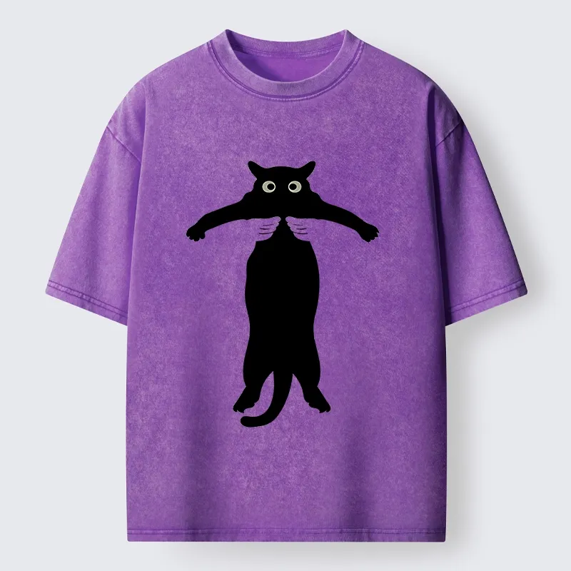 Tokyo-Tiger Black Cat Held By Hands Washed T-Shirt