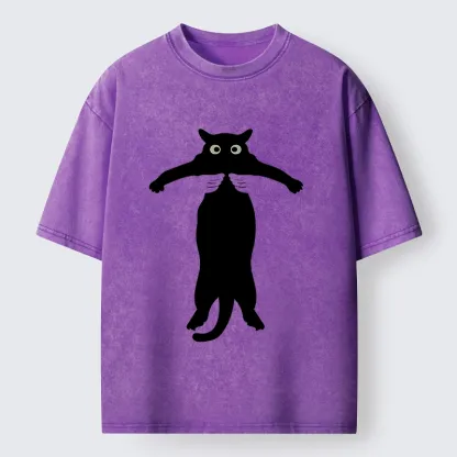 Tokyo-Tiger Black Cat Held By Hands Washed T-Shirt