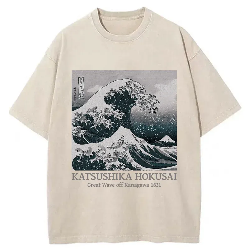 Tokyo-Tiger Ukiyoe Classic Waves Washed T-Shirt
