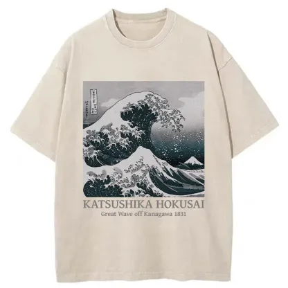 Tokyo-Tiger Ukiyoe Classic Waves Washed T-Shirt