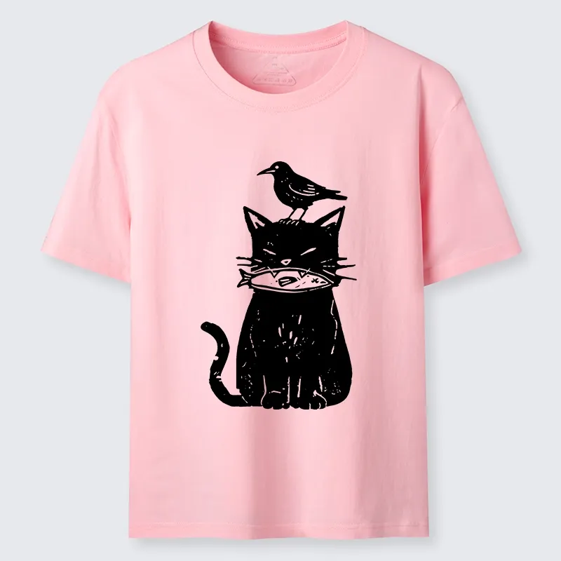 Tokyo-Tiger Black Cat With Fish And Bird Classic T-Shirt Sale