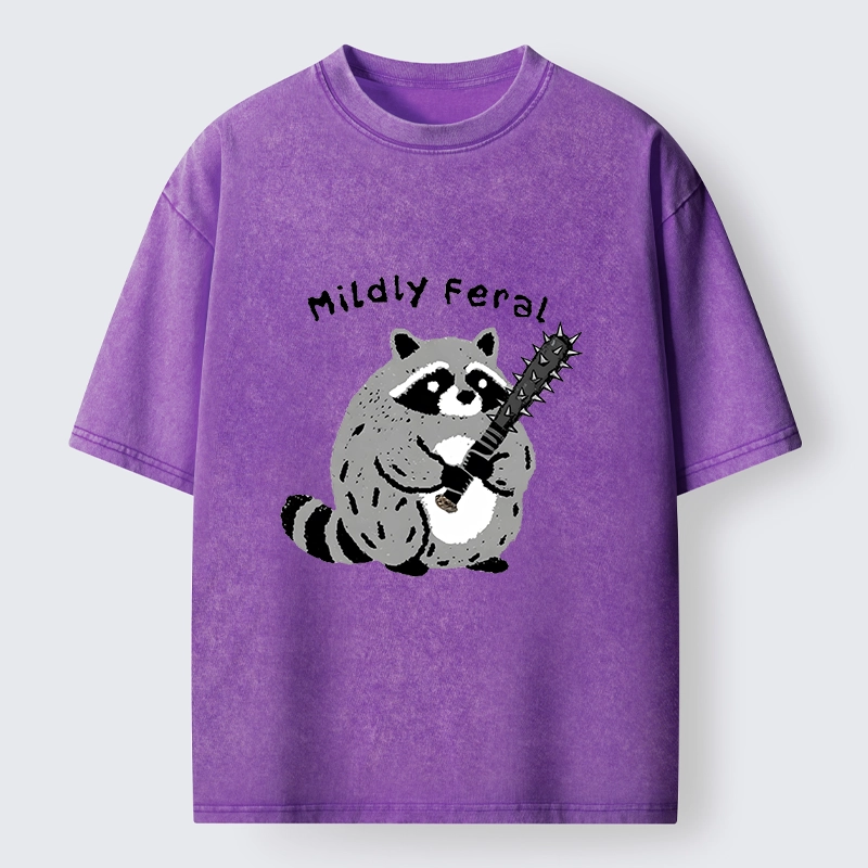 Tokyo-Tiger Cute But Feral Raccoon Cartoon Washed T-Shirt