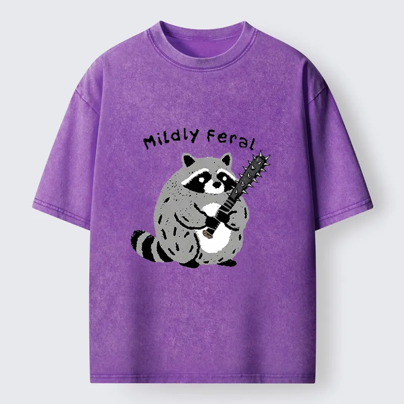 Tokyo-Tiger Cute But Feral Raccoon Cartoon Washed T-Shirt