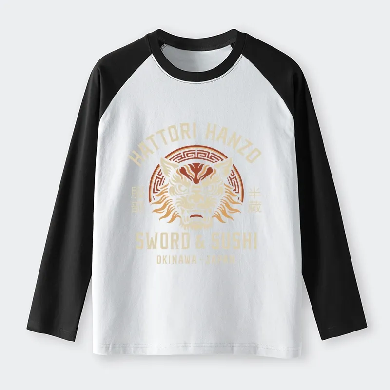 Tokyo-Tiger Hattori Lion Japanese Samurai Raglan Long Sleeve T-shirt Sale