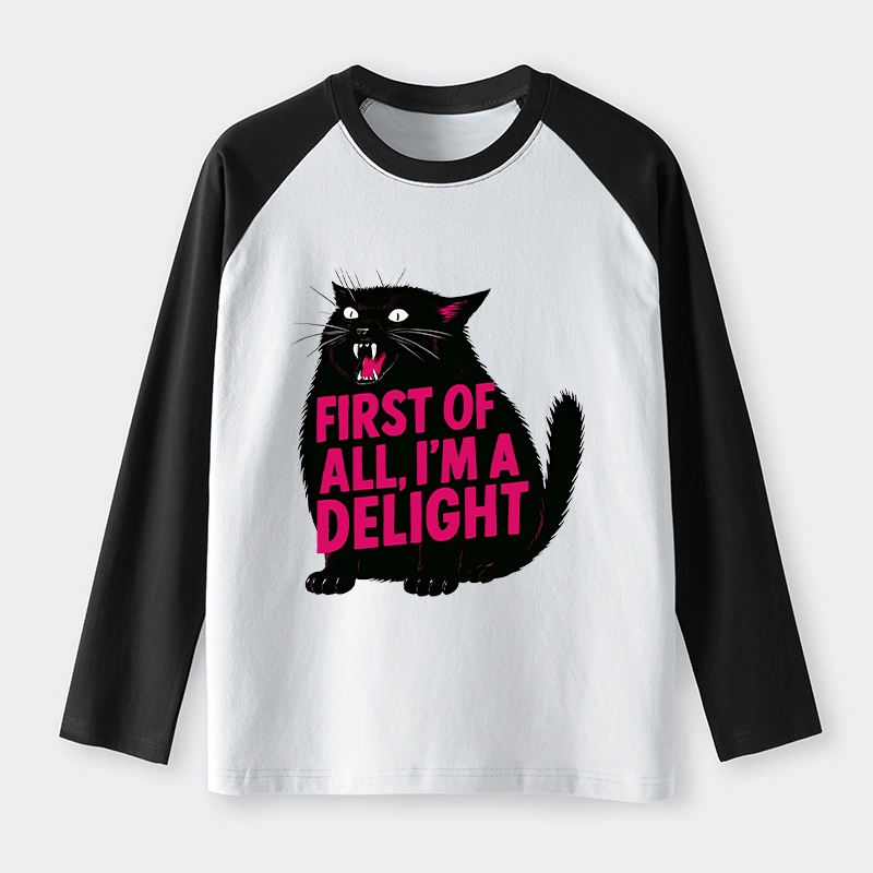 Tokyo-Tiger Roaring Black Cat Raglan Long Sleeve T-shirt