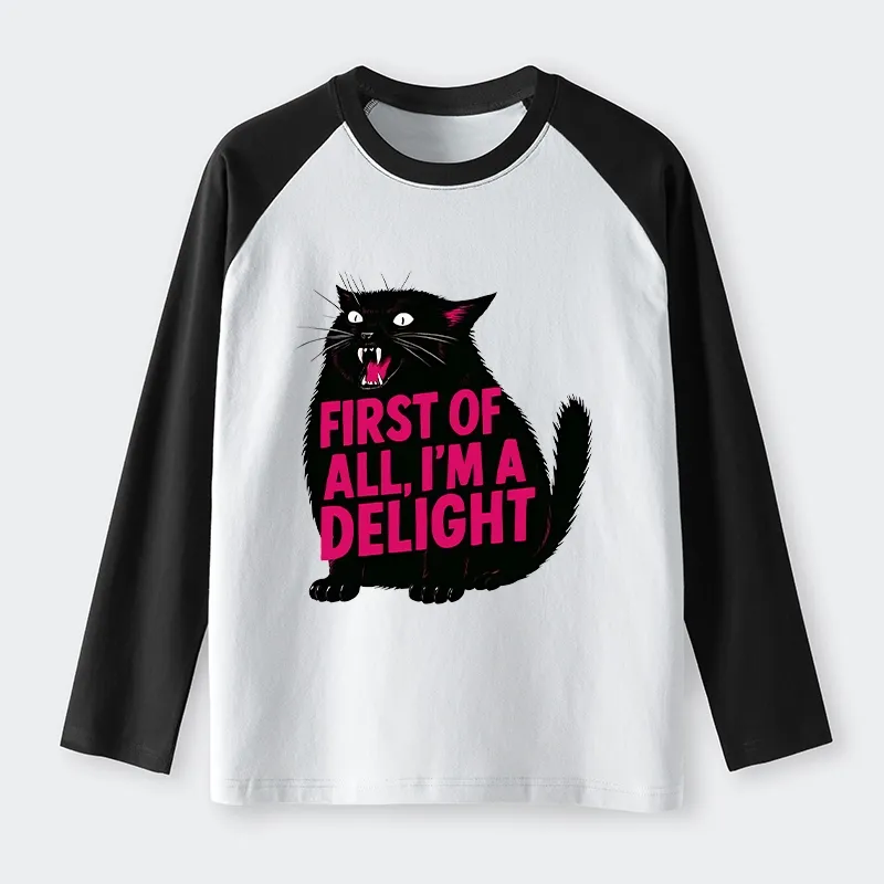 Tokyo-Tiger Roaring Black Cat Raglan Long Sleeve T-shirt